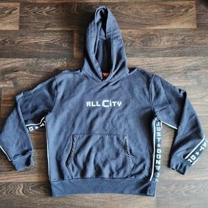 All City X Just Don Streetwear Black Pullover Hoodie Sweatshirt - Men's Size XL